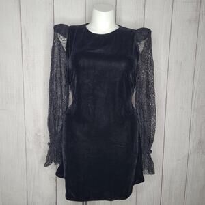 The Vampires Wife X H&M Black Velvet 2020 Black Velvet Lace Sleeve Dress Size L